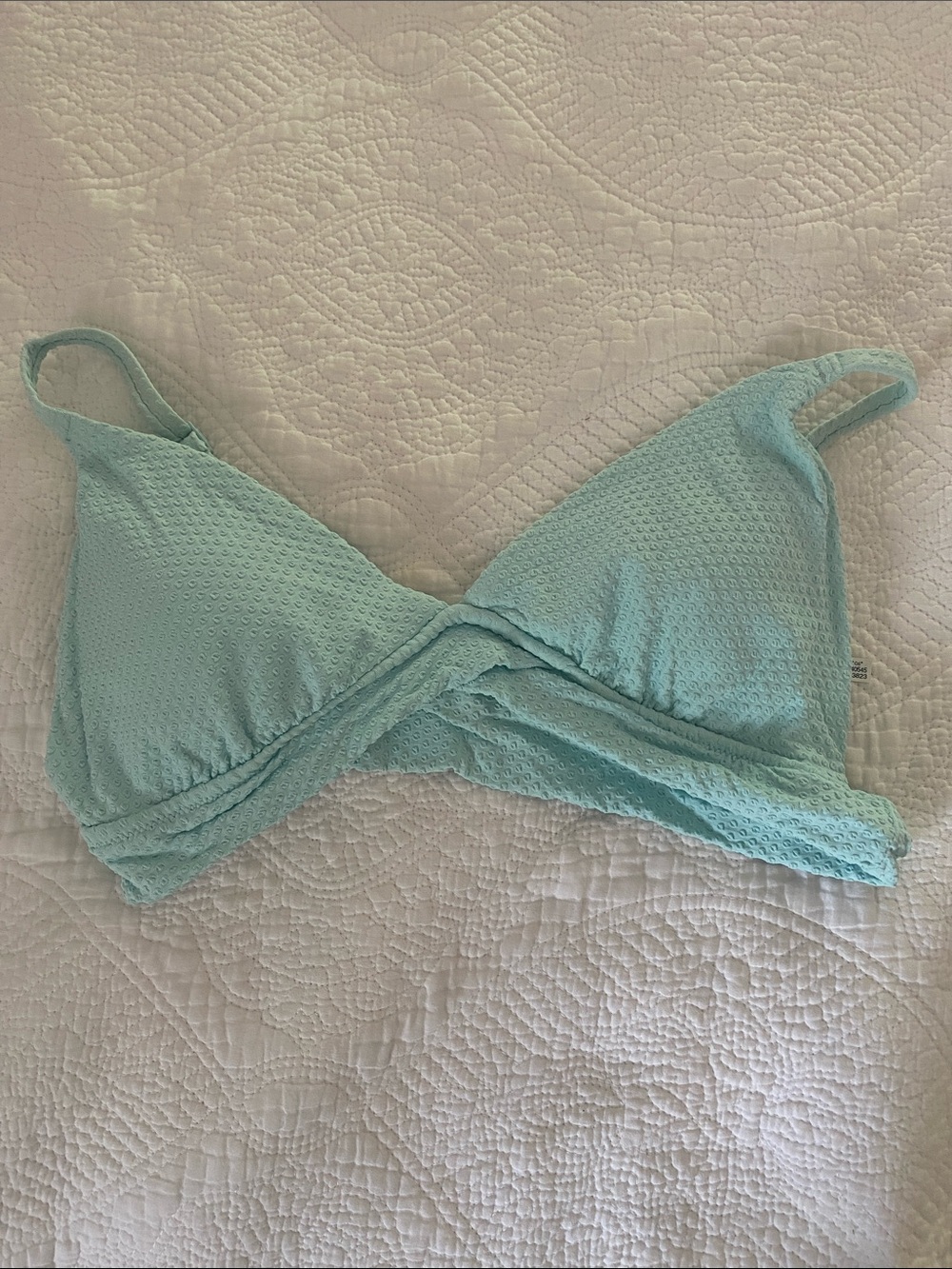 Aerie Light Blue Crossover Triangle Bikini Top Large